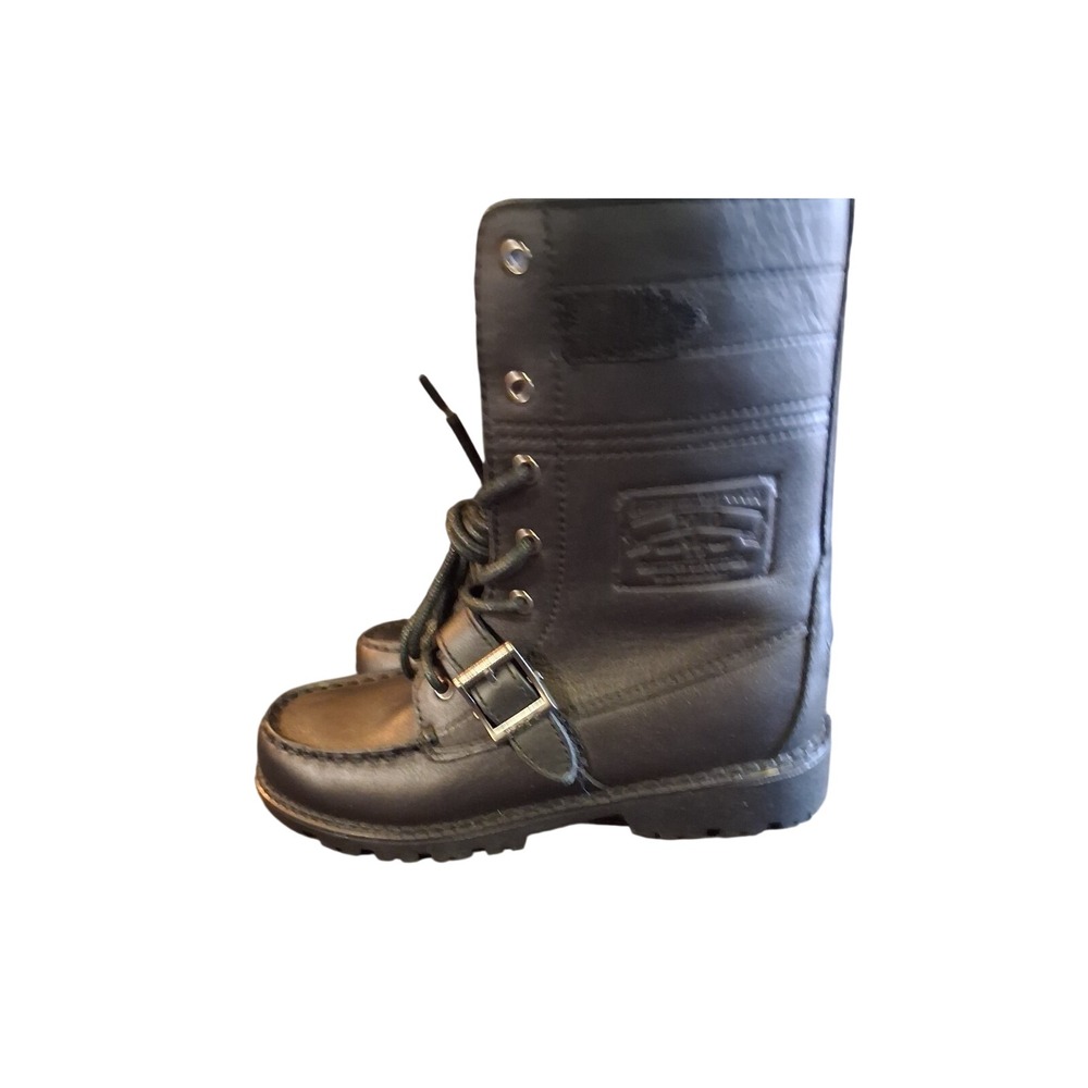 Polo Ralph Lauren Radbourne Leather Boots Boys 2.5 strap buckle Black NWT